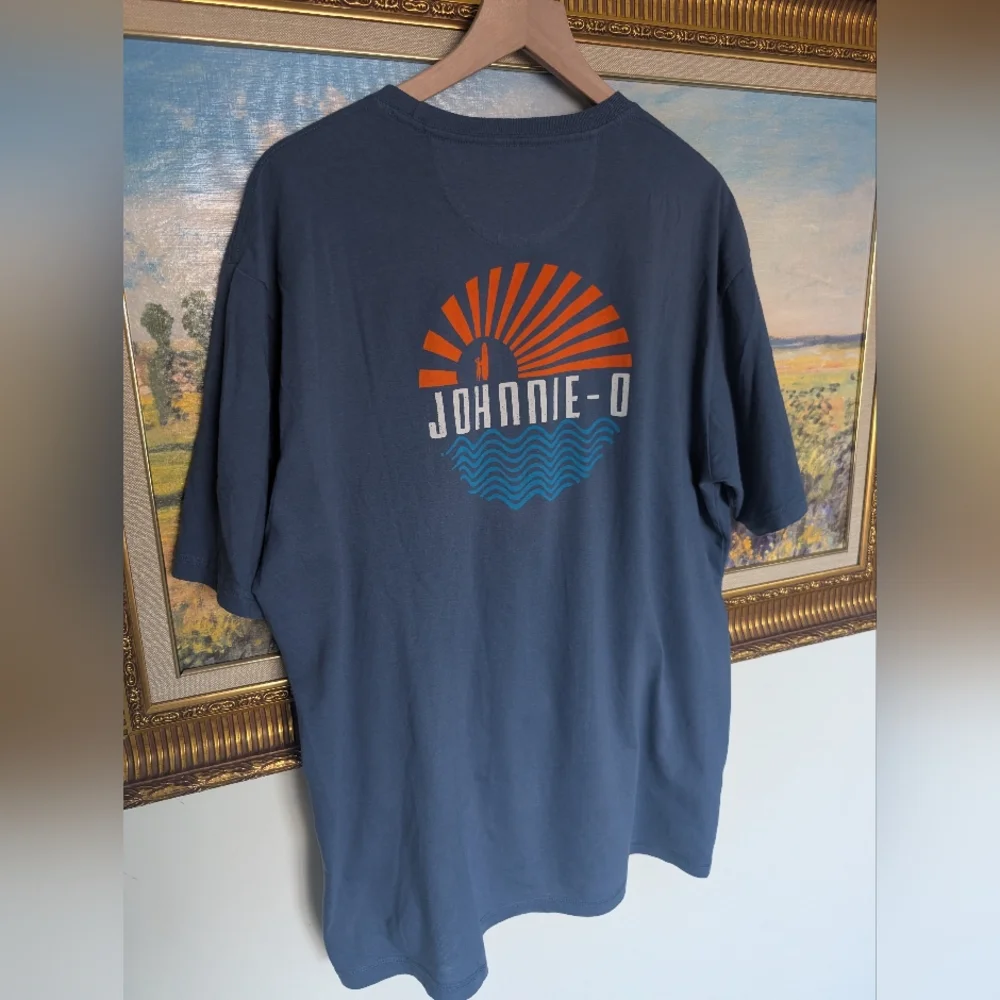 johnnie-O Men's Navy and Orange Graphic Tee - Picture 1 of 6